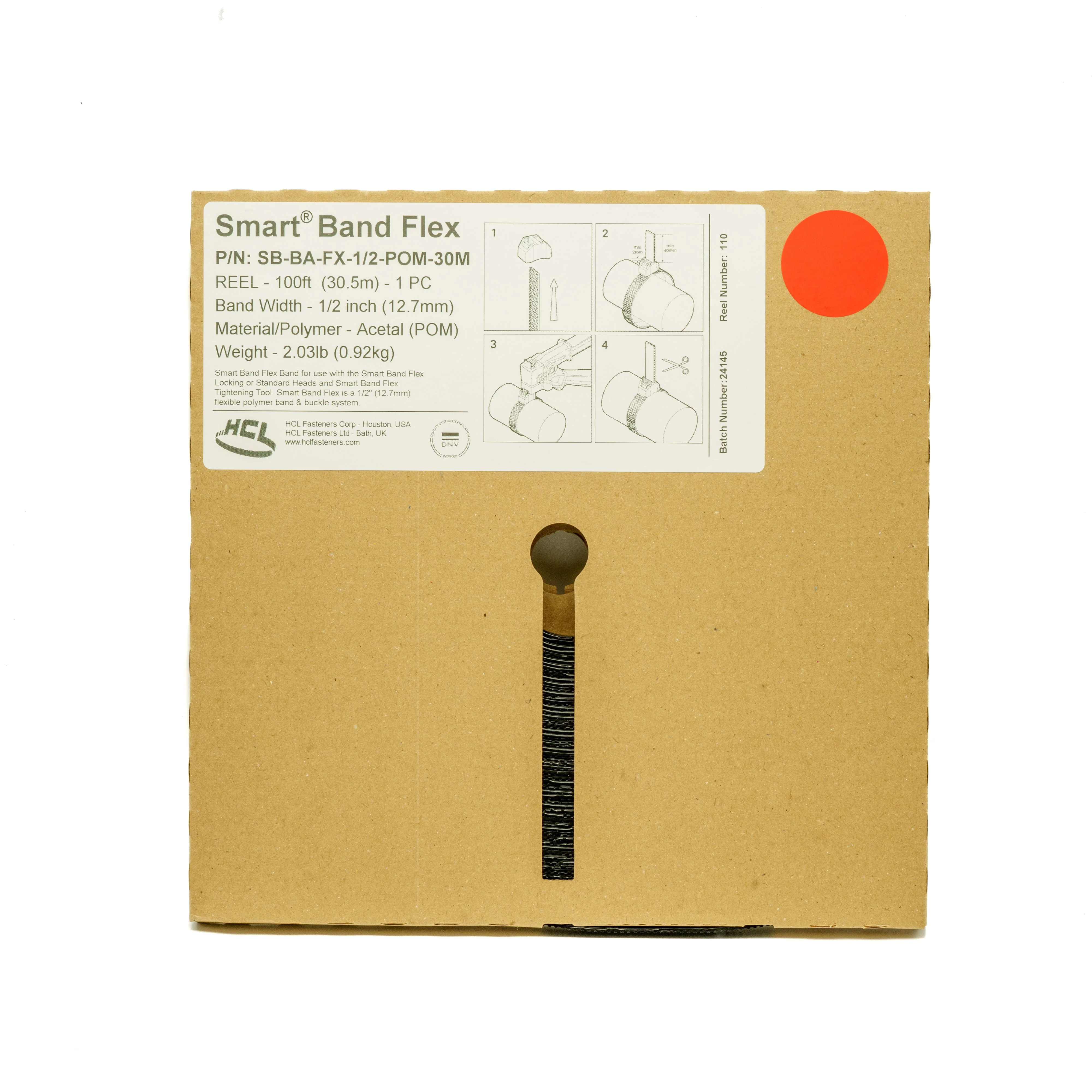 Smart® Band Flex POM – 12.7mm (½“) Flexible Reinforced Acetal Cable Lashing Straps - 30.5M (100ft) Reel