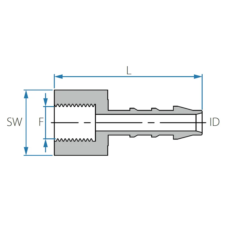 Tefen PA66 Blue BSPT 1/4" Female Connector - Fits 12mm Hose ID - Image 6