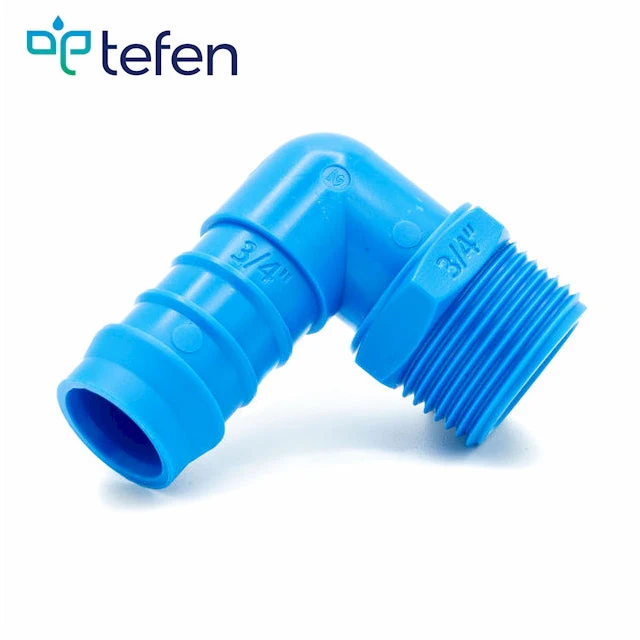 Tefen PA66 Blue BSPT 3/4" Male Elbow Conn - Fits 12mm Hose ID - Image 2