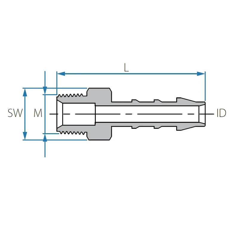 Tefen PA66 Blue BSPT 3/8" Male Connector - Fits 10mm Hose ID - Image 4