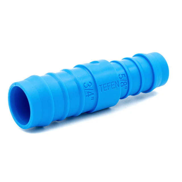 Tefen PA66 Blue Reducing Hose Conn - Fits 19mm & 14mm Hose ID