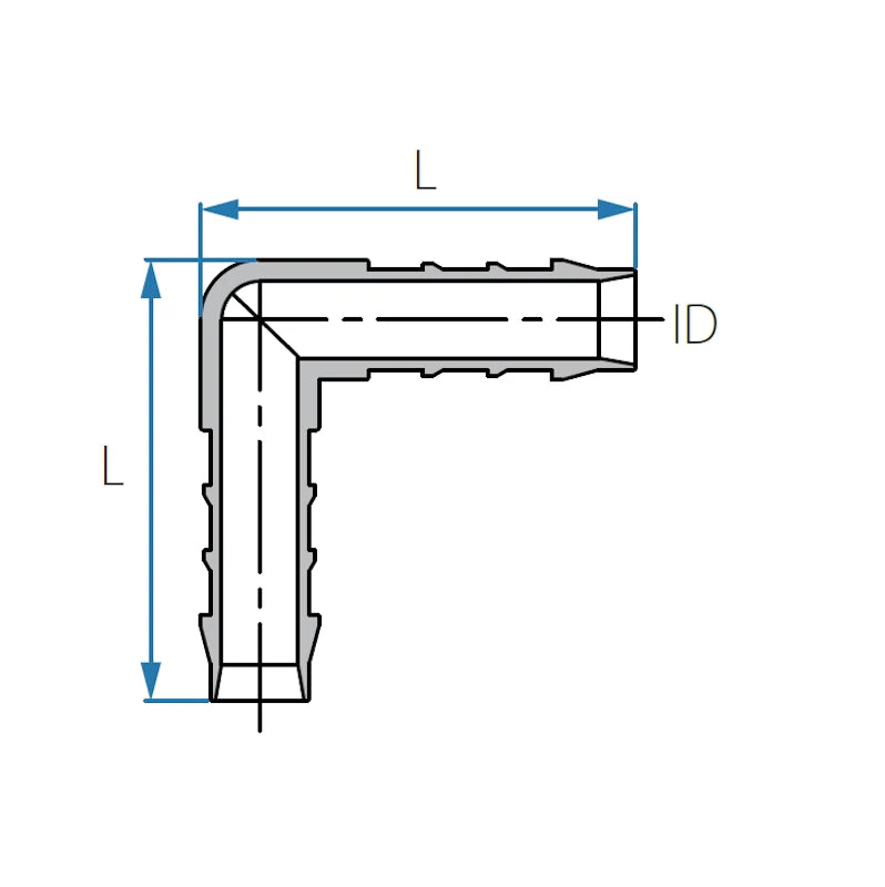 Tefen PA66 Blue Union Elbow Hose Conn - Fits 10mm Hose ID - Image 4
