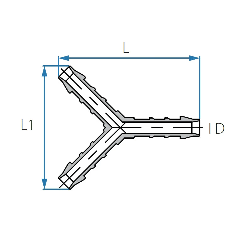 Tefen PA66 Blue Y Hose Connector - Fits 10mm Hose ID - Image 4