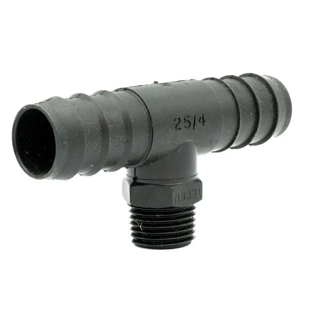 Tefen PP Black BSPT 1/2" Male Branch T Conn - Fits 25mm OD Hose - Image 3