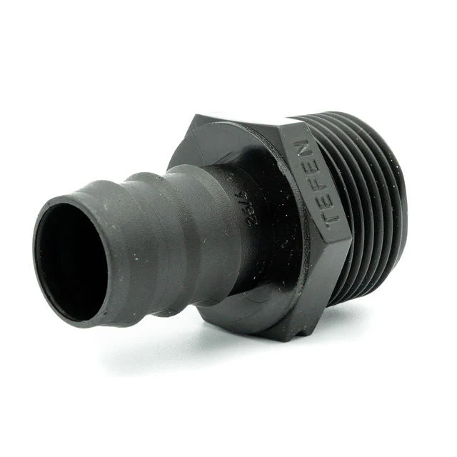 Tefen PP Black BSPT 1/4" Male Straight Conn - Fits 12mm OD Hose