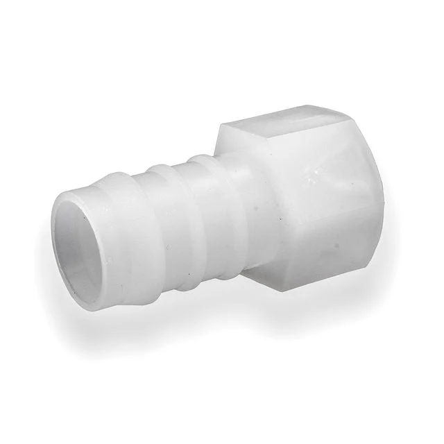 Tefen PVDF Female 3/8" BSPT Hose Conn White Fits 10mm Hose ID