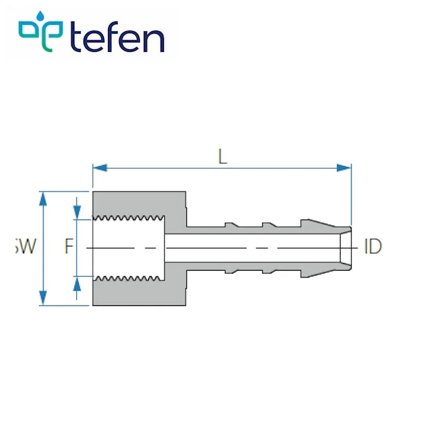 Tefen PVDF Female 1/2" BSPT Hose Conn White Fits 6mm Hose ID - Image 3