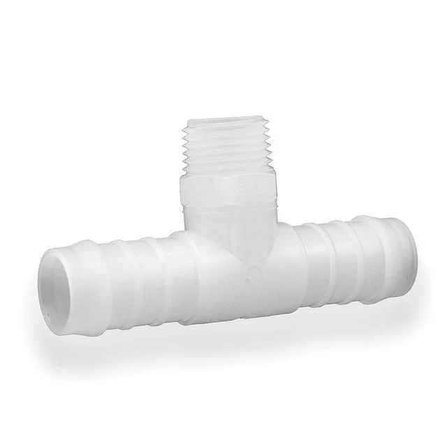 Tefen PVDF Male 1/8" BSPT Branch T Conn White Fits 5mm Hose ID