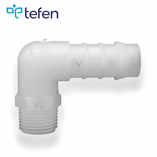 Tefen PVDF Male 1/2" BSPT Elbow Hose Conn White Fits 10mm Hose ID - Image 2