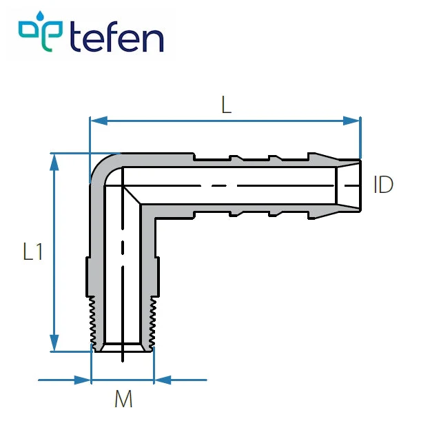 Tefen PVDF Male 3/4" BSPT Elbow Hose Conn White Fits 16mm Hose ID - Image 3