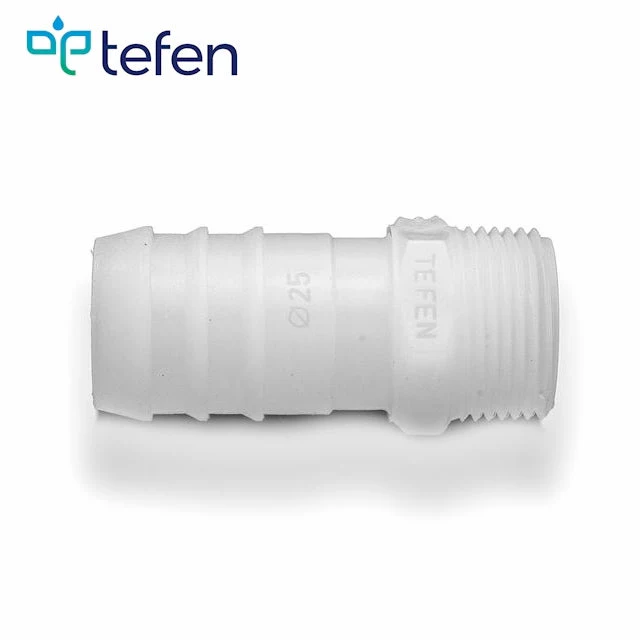 Tefen PVDF Male 3/4" BSPT Hose Conn White Fits 25mm Hose ID - Image 2