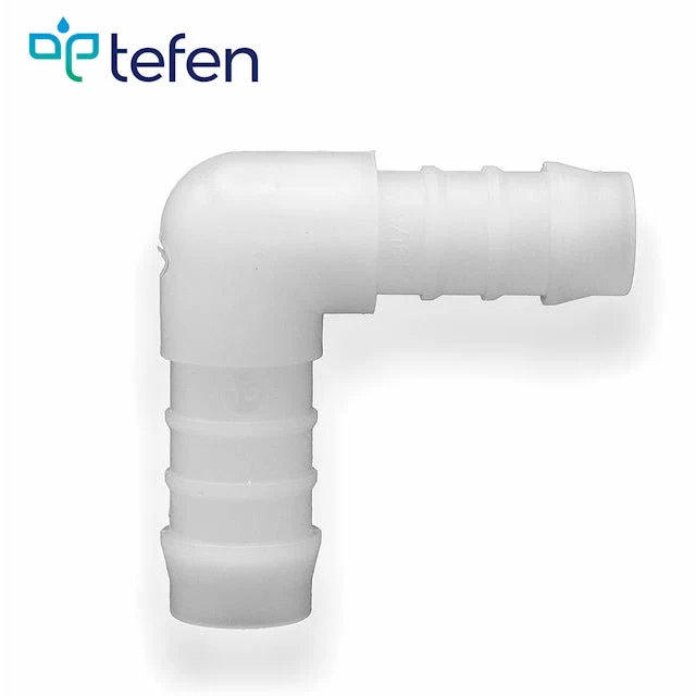 Tefen PVDF Reducing Elbow Hose Conn White Fits 16 & 14mm Hose ID - Image 2