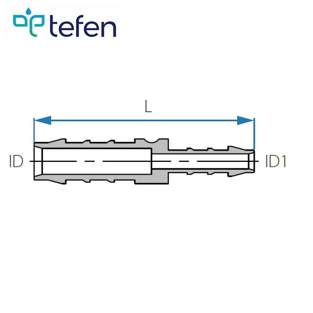 Tefen PVDF Reducing Hose Conn White Fits 6 & 5mm Hose ID - Image 3