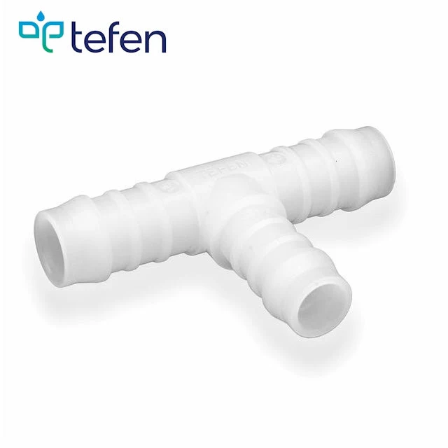 Tefen PVDF Reducing  T Hose Connector White Fits 6 & 5mm Hose ID - Image 2