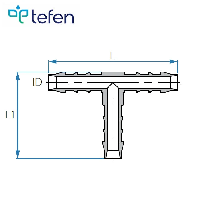 Tefen PVDF Reducing  T Hose Connector White Fits 6 & 5mm Hose ID - Image 3